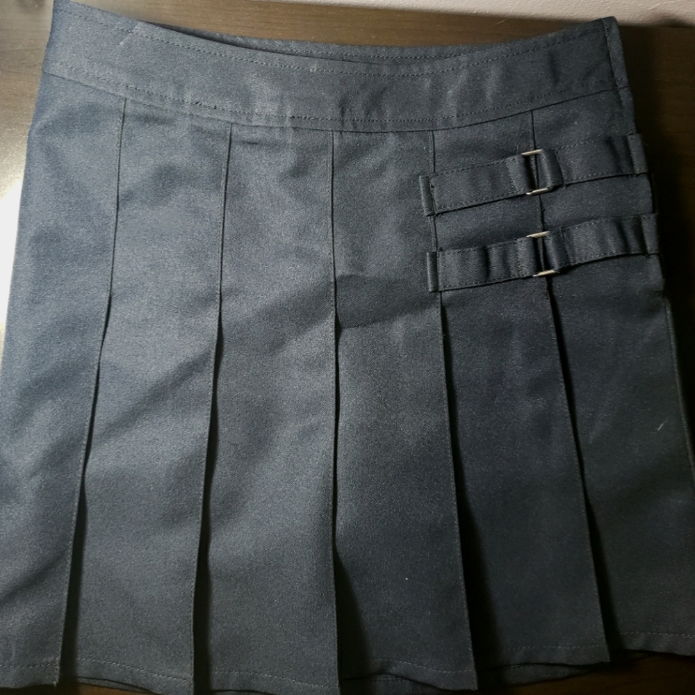 Navy Blue Pleated Skirt